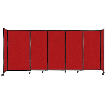 Versare StraightWall Sliding Portable Partition 11'3" x 5' Red Fabric 1460527